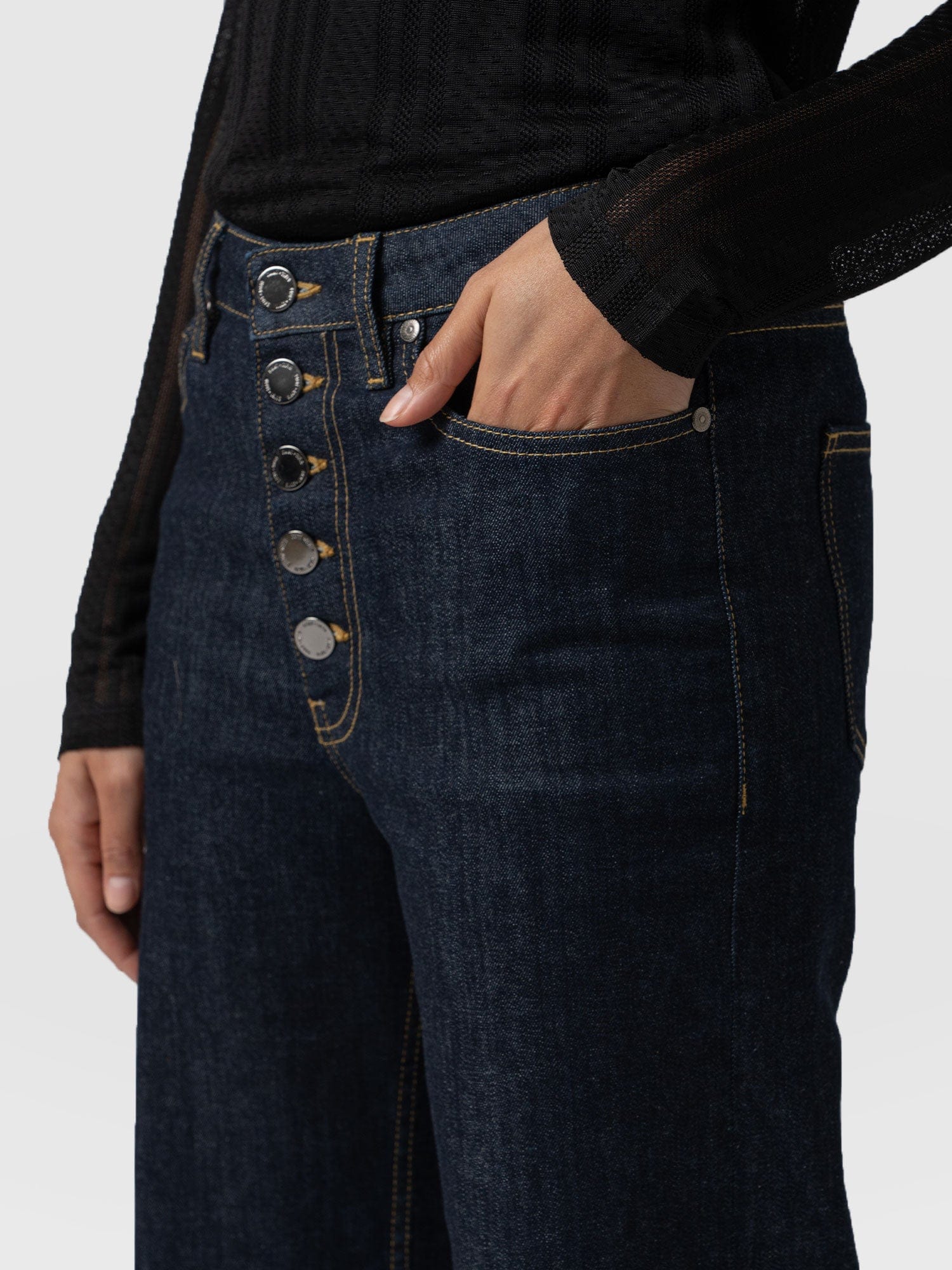 Wide Leg Button Fly Jean Indigo Blue - Women's Jeans | Saint + Sofia® EU